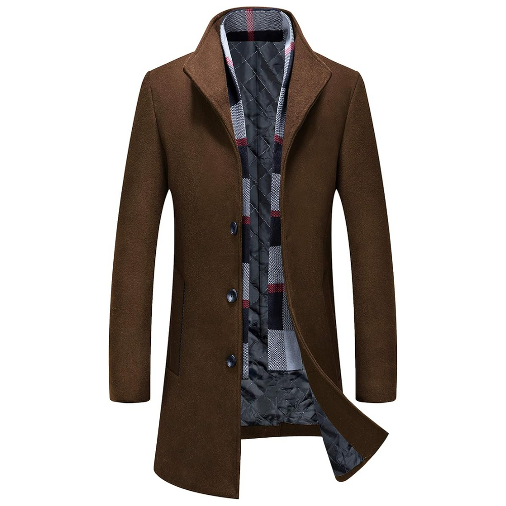 Men's Winter Trench Coat in Wool Blend - Liam-Brown-XS-Nora Luxe