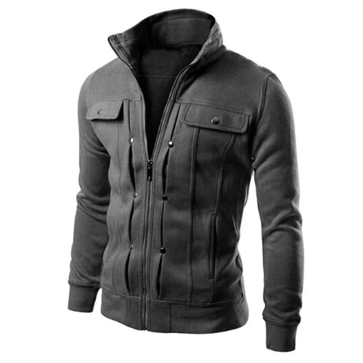 Men's Zip-Up Stand Collar Jacket – Carlo-Dark grey-S-Nora Luxe