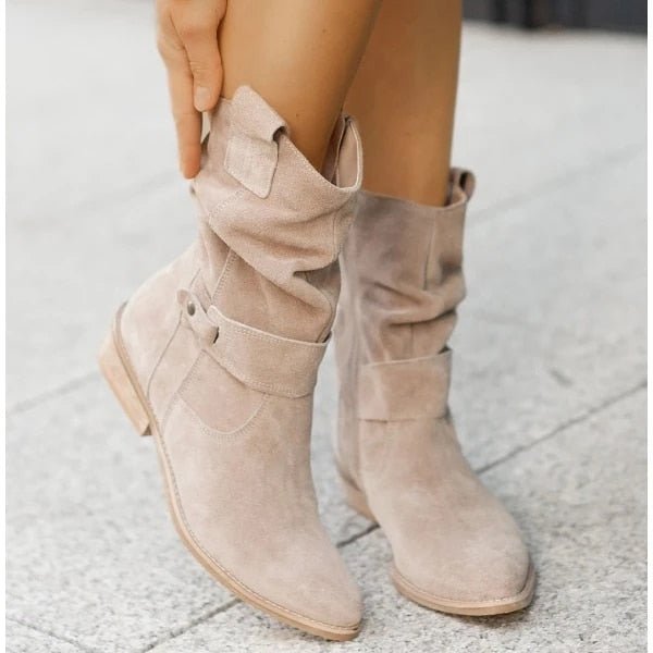 Mid-Calf Winter Boots with Heel - Iris-Beige-2.5-Nora Luxe