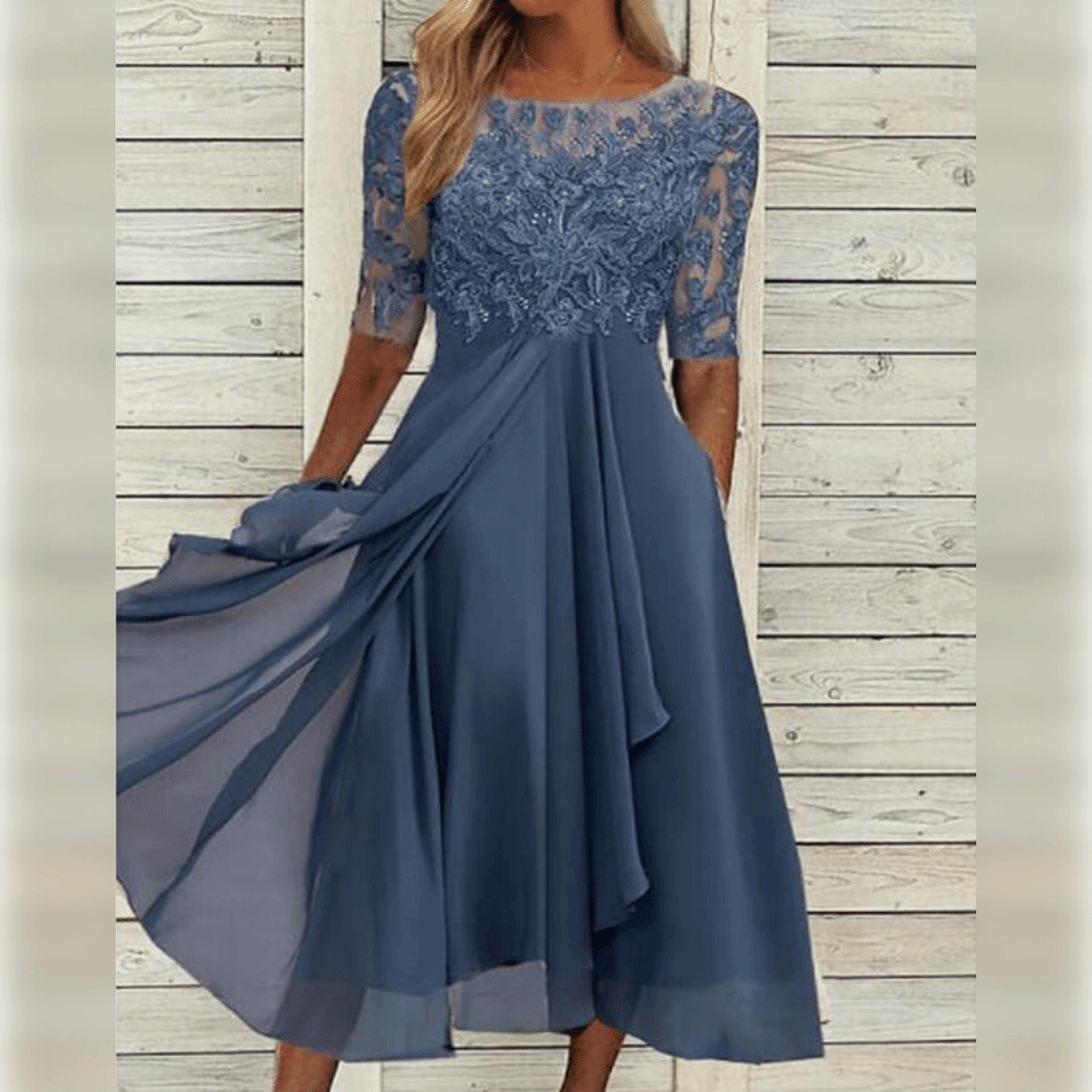 Midi dress for any occasion - Elena-Blue-XS-Nora Luxe