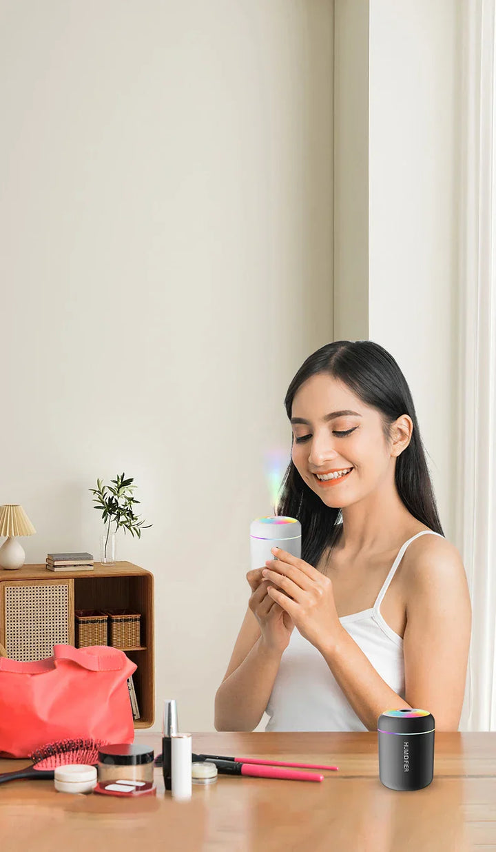 MINI AIR HUMIDIFIER WITH AROMATHERAPY - USB POWERED - PERFECT FOR CAR AND BEDROOM-White-Nora Luxe