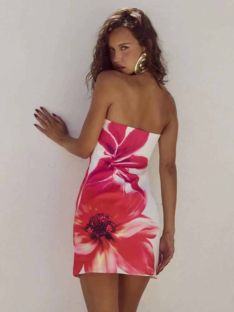 Mini summer dress with floral pattern – Amélie-Blue-S-Nora Luxe