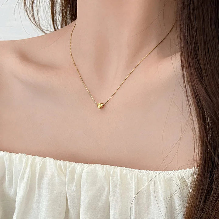 Minimalist Heart Necklace | Sleek Design-Gold-Nora Luxe