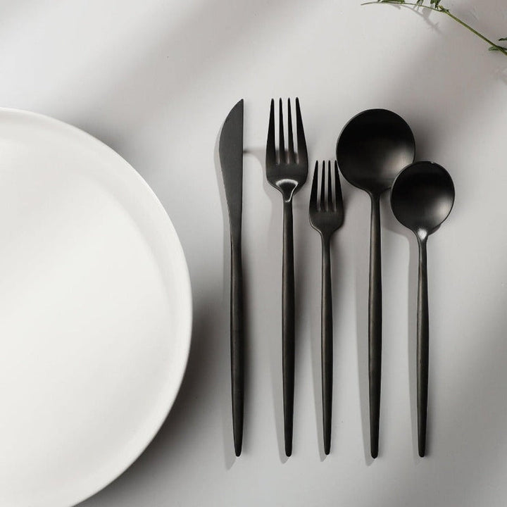 Minimalistic Cutlery for Modern Tables - PureSet-Matte Gold-Set for 4 people (20 pieces)-Nora Luxe