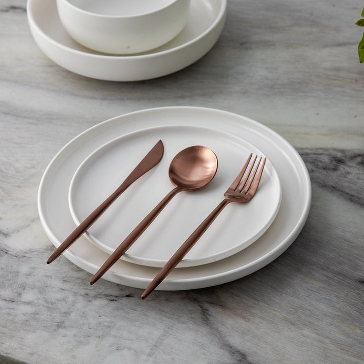 Minimalistic Cutlery for Modern Tables - PureSet-Matte Gold-Set for 4 people (20 pieces)-Nora Luxe