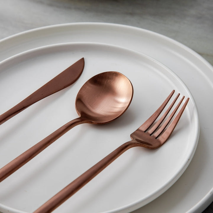 Minimalistic Cutlery for Modern Tables - PureSet-Matte Gold-Set for 4 people (20 pieces)-Nora Luxe