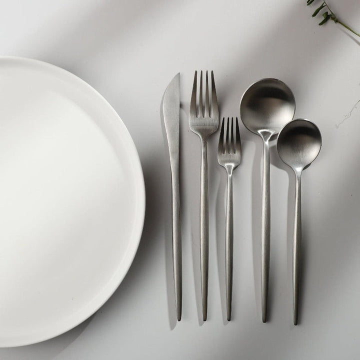 Minimalistic Cutlery for Modern Tables - PureSet-Matte Gold-Set for 4 people (20 pieces)-Nora Luxe
