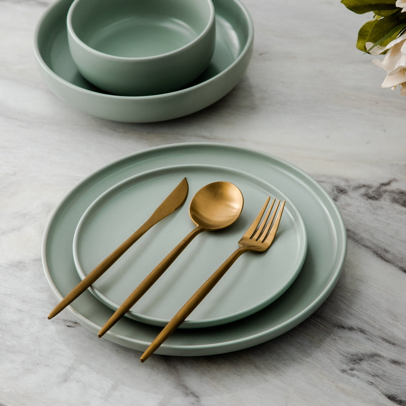 Minimalistic Cutlery for Modern Tables - PureSet-Matte Gold-Set for 4 people (20 pieces)-Nora Luxe