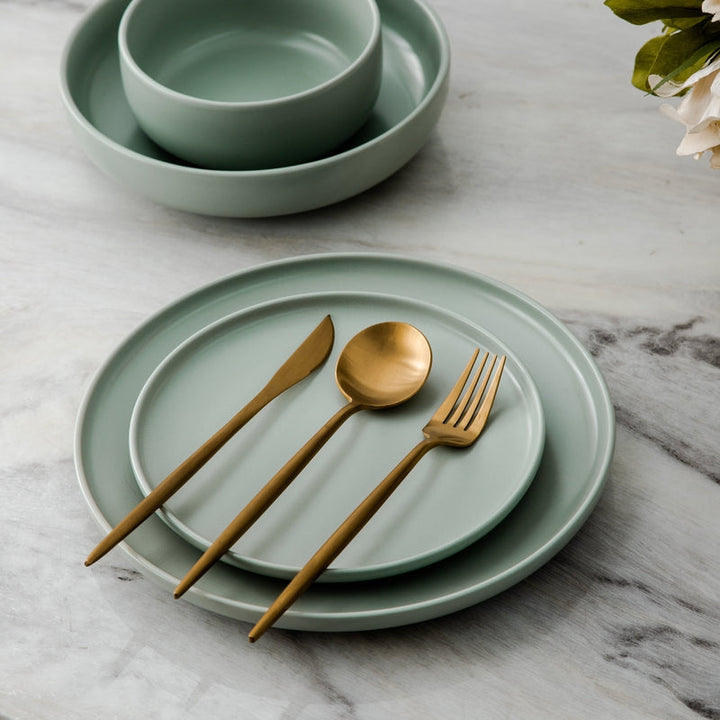 Minimalistic Cutlery for Modern Tables - PureSet-Matte Gold-Set for 4 people (20 pieces)-Nora Luxe