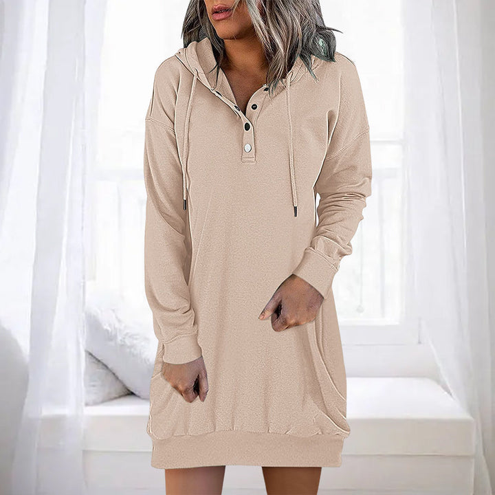 Minimalistic Long Women's Hoodie – Valeria-Beige-S-Nora Luxe