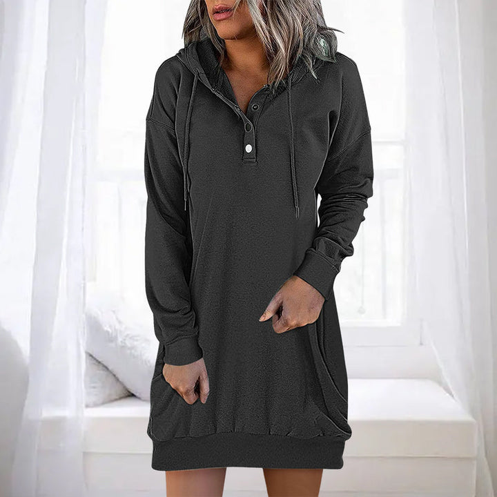 Minimalistic Long Women's Hoodie – Valeria-Black-S-Nora Luxe