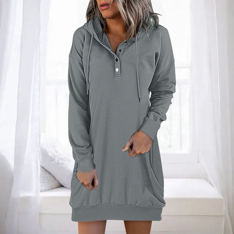 Minimalistic Long Women's Hoodie – Valeria-Gray-S-Nora Luxe