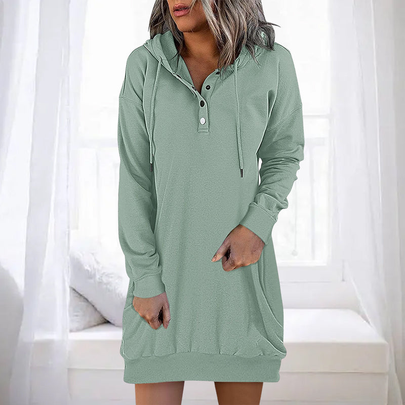 Minimalistic Long Women's Hoodie – Valeria-Green-S-Nora Luxe