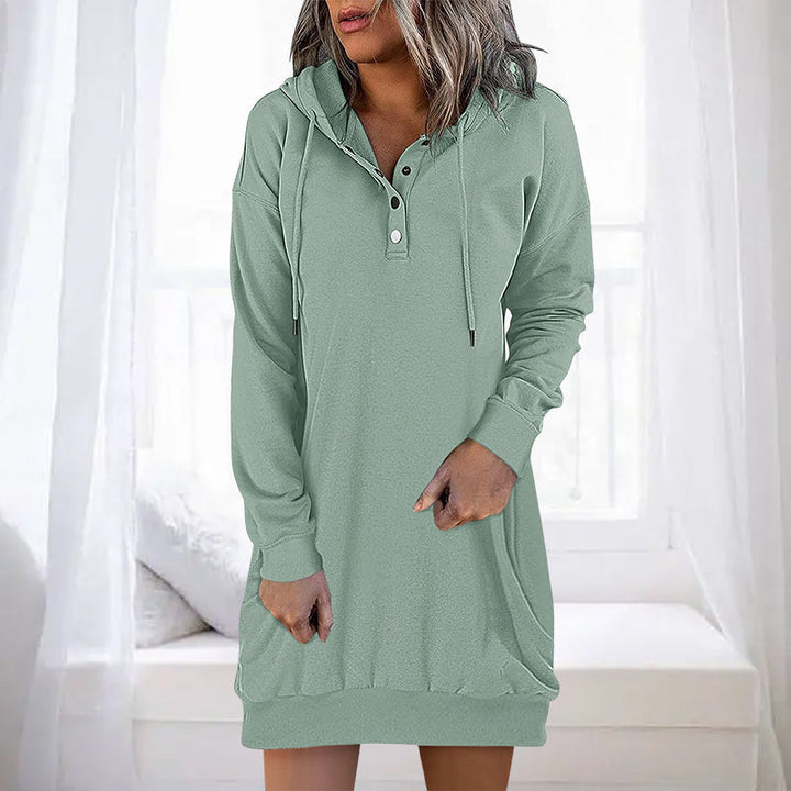 Minimalistic Long Women's Hoodie – Valeria-Green-S-Nora Luxe