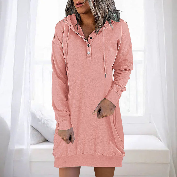 Minimalistic Long Women's Hoodie – Valeria-Pink-S-Nora Luxe