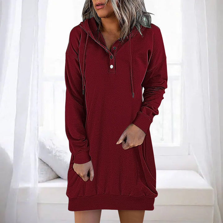 Minimalistic Long Women's Hoodie – Valeria-Red-S-Nora Luxe