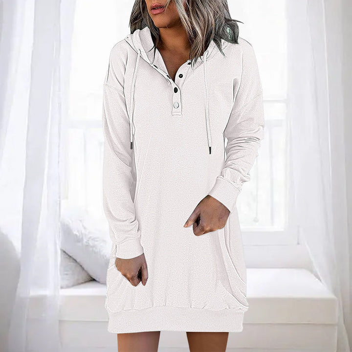 Minimalistic Long Women's Hoodie – Valeria-White-S-Nora Luxe
