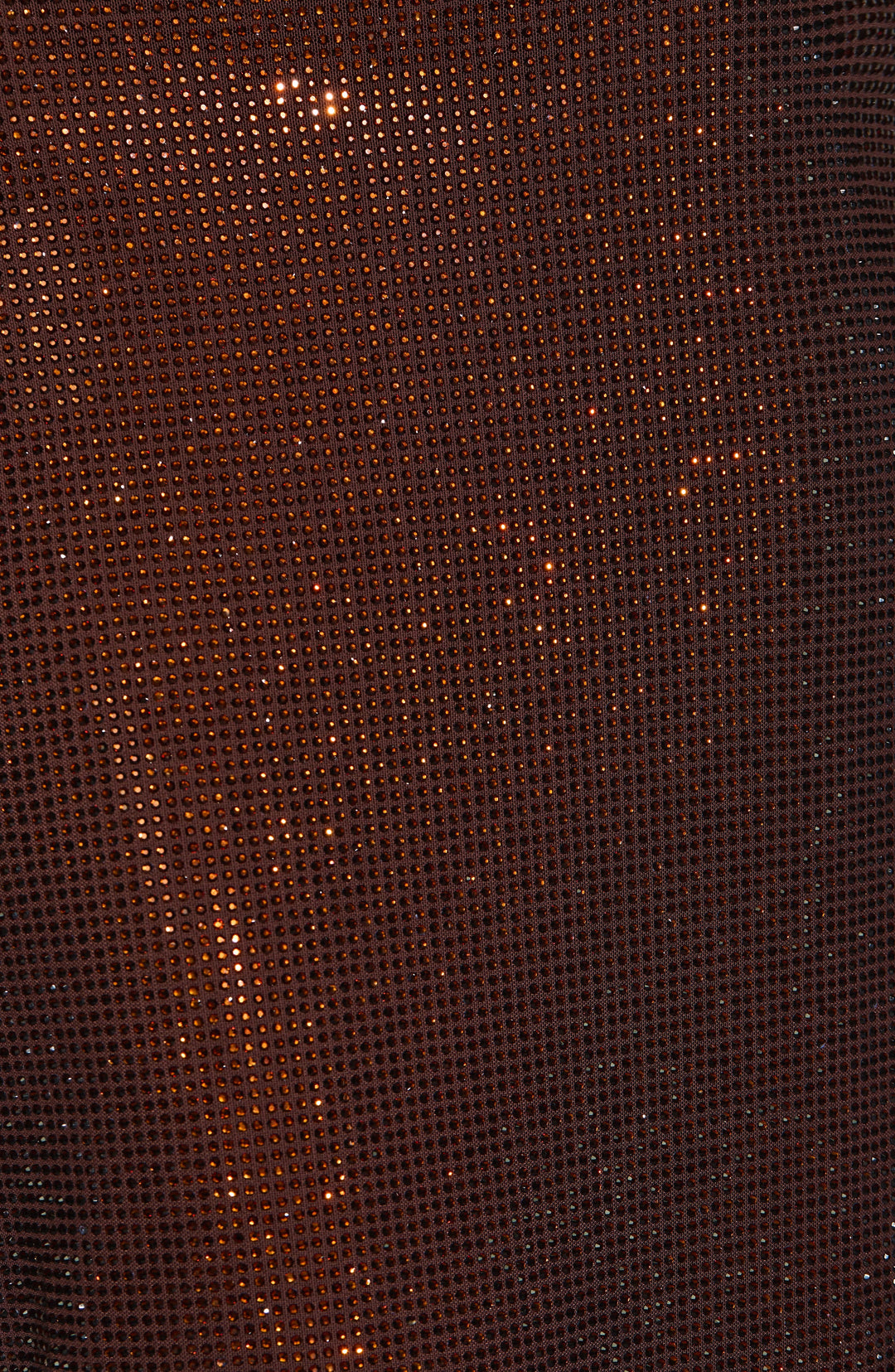 Detail of the brown rhinestone mesh fabric, showing the dense grid of small sparkling stones 9