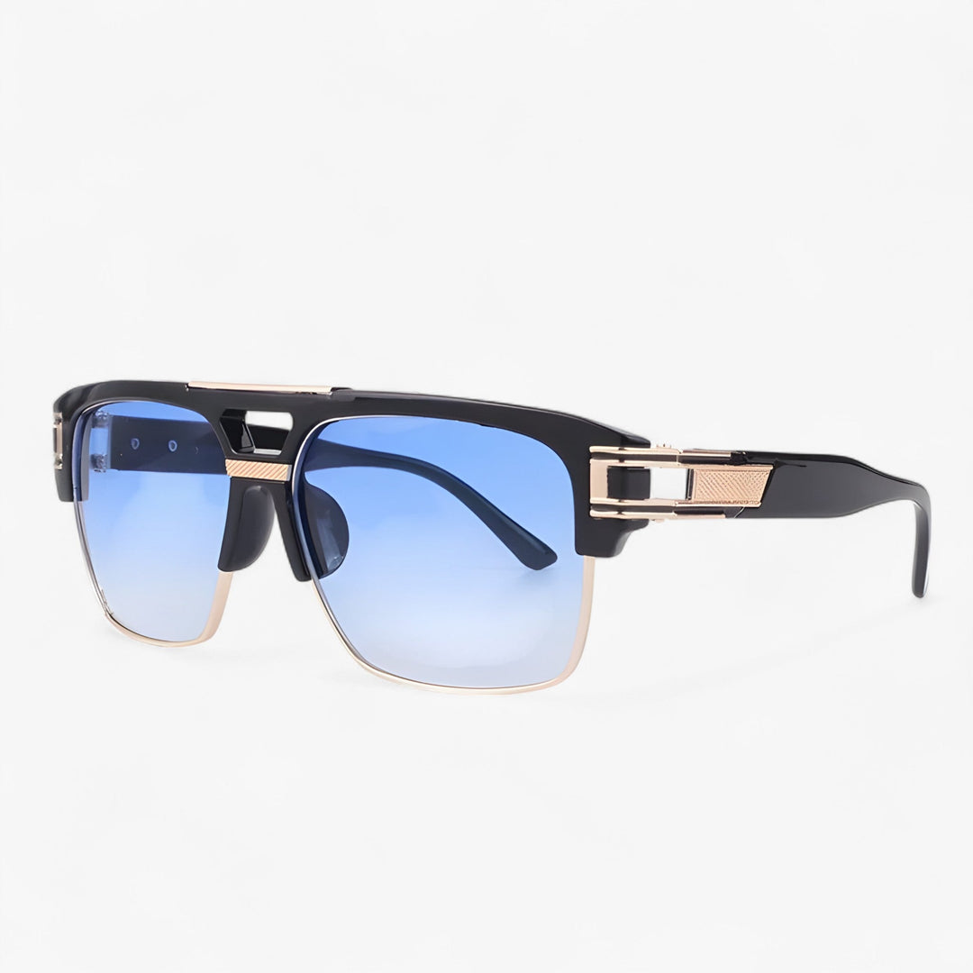 Mirrored Retro Designer Sunglasses – Calvero-Black Blue-Nora Luxe