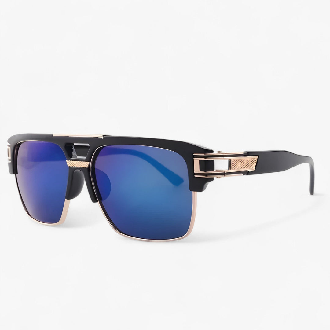 Mirrored Retro Designer Sunglasses – Calvero-Black Dark Blue-Nora Luxe