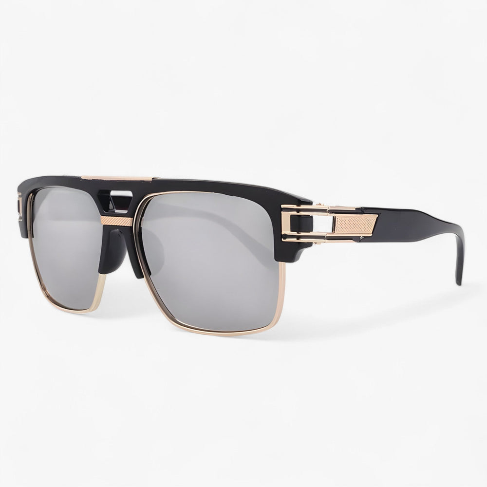 Mirrored Retro Designer Sunglasses – Calvero-Black Grey-Nora Luxe