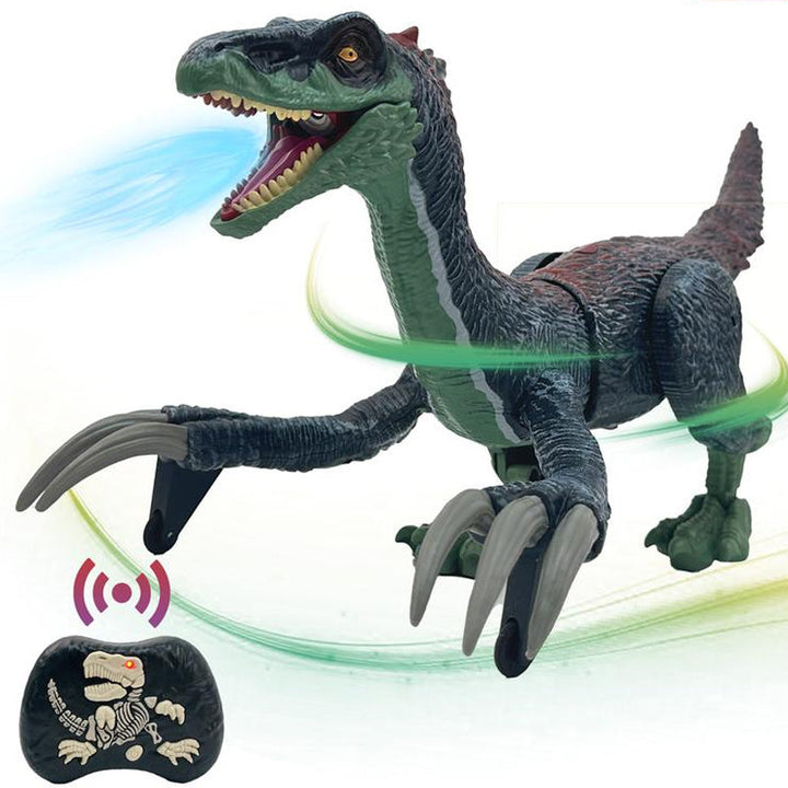 Mist-spewing Interactive Dinosaur from a Distance - RoboRex-Velociraptor 8.66 inches - Blue-Nora Luxe