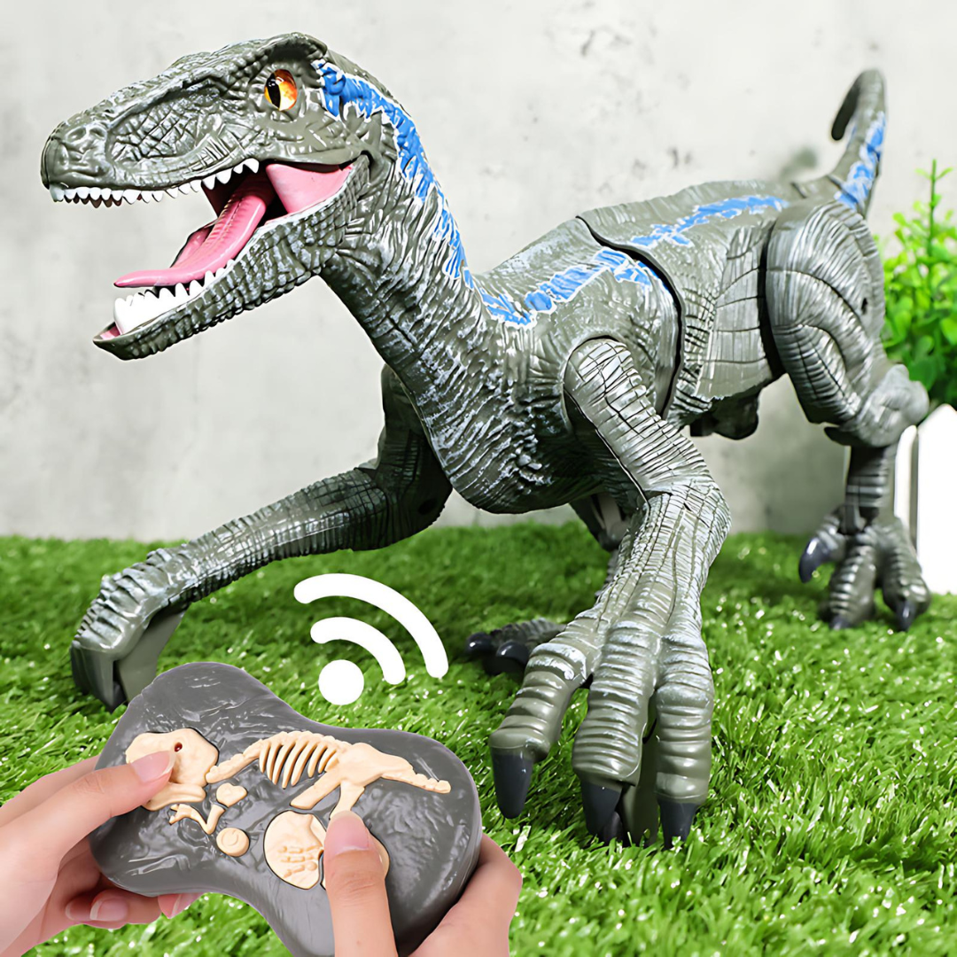 Mist-spewing Interactive Dinosaur from a Distance - RoboRex-Velociraptor 8.66 inches - Blue-Nora Luxe