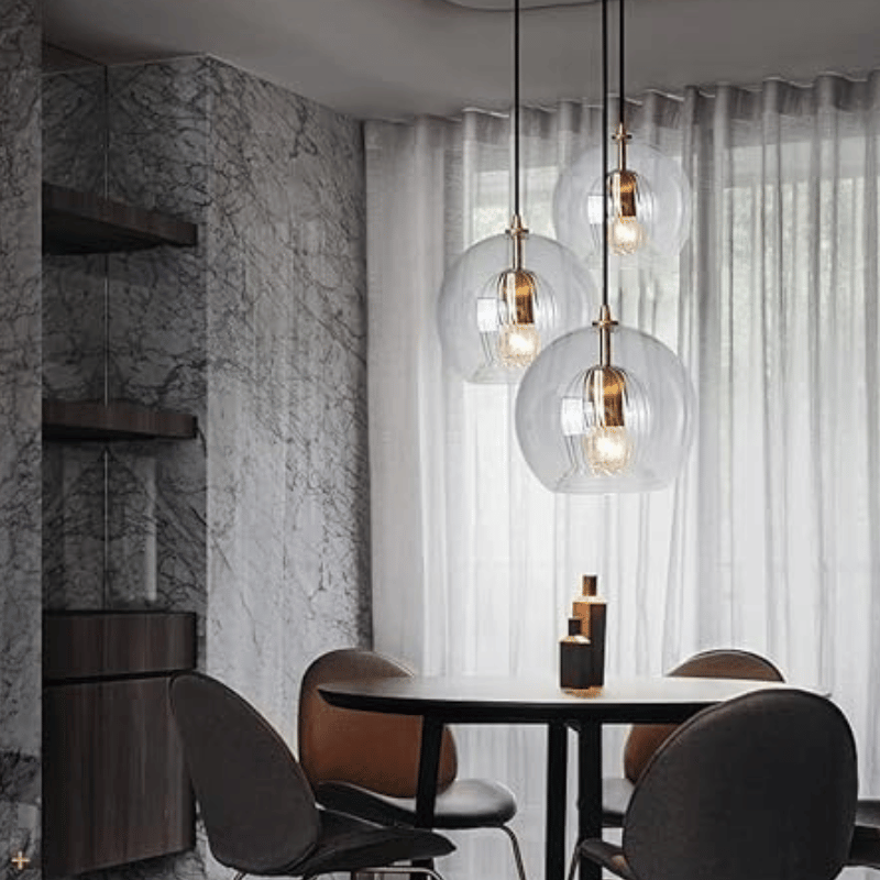 Modern Aluminium-Glass Pendant Lamp - LumaLite-Transparent-Neutral White-Nora Luxe