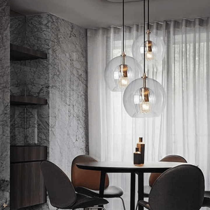 Modern Aluminium-Glass Pendant Lamp - LumaLite-Transparent-Neutral White-Nora Luxe
