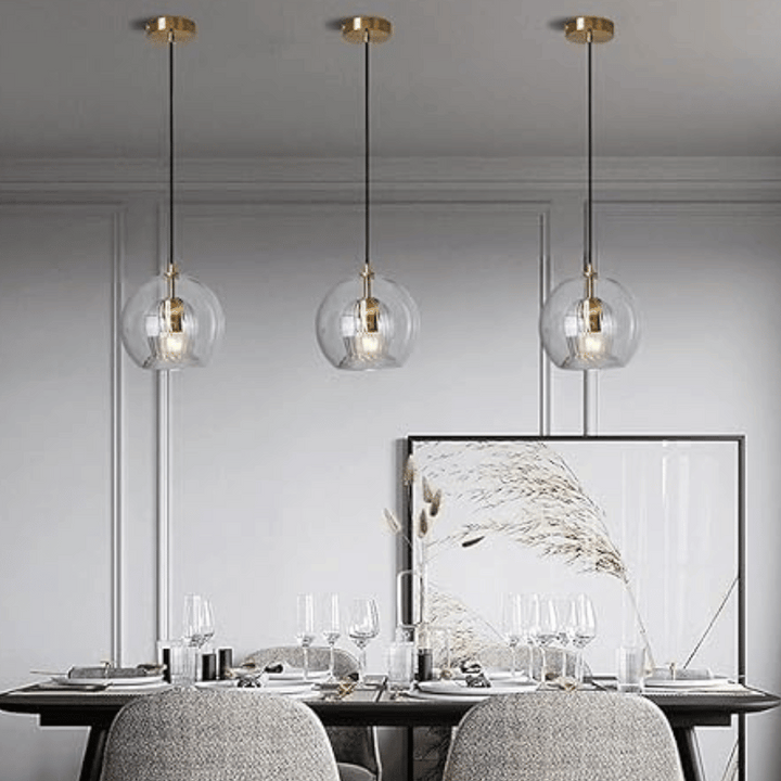 Modern Aluminium-Glass Pendant Lamp - LumaLite-Transparent-Neutral White-Nora Luxe