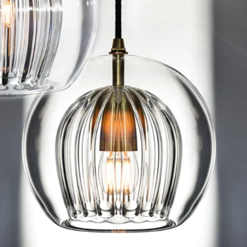 Modern Aluminium-Glass Pendant Lamp - LumaLite-Transparent-Neutral White-Nora Luxe