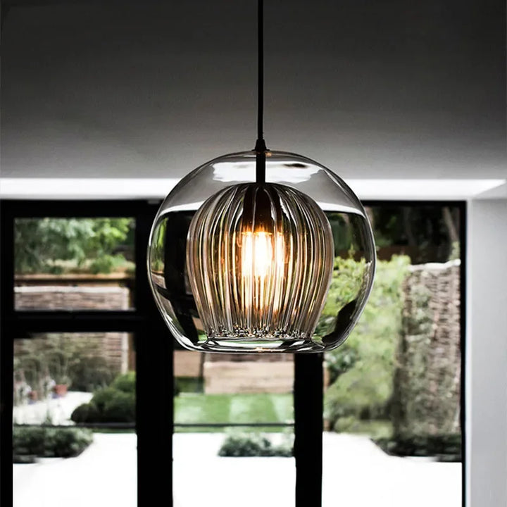 Modern Aluminium-Glass Pendant Lamp - LumaLite-Transparent-Neutral White-Nora Luxe