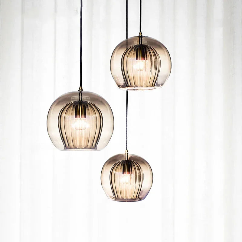 Modern Aluminium-Glass Pendant Lamp - LumaLite-Transparent-Neutral White-Nora Luxe