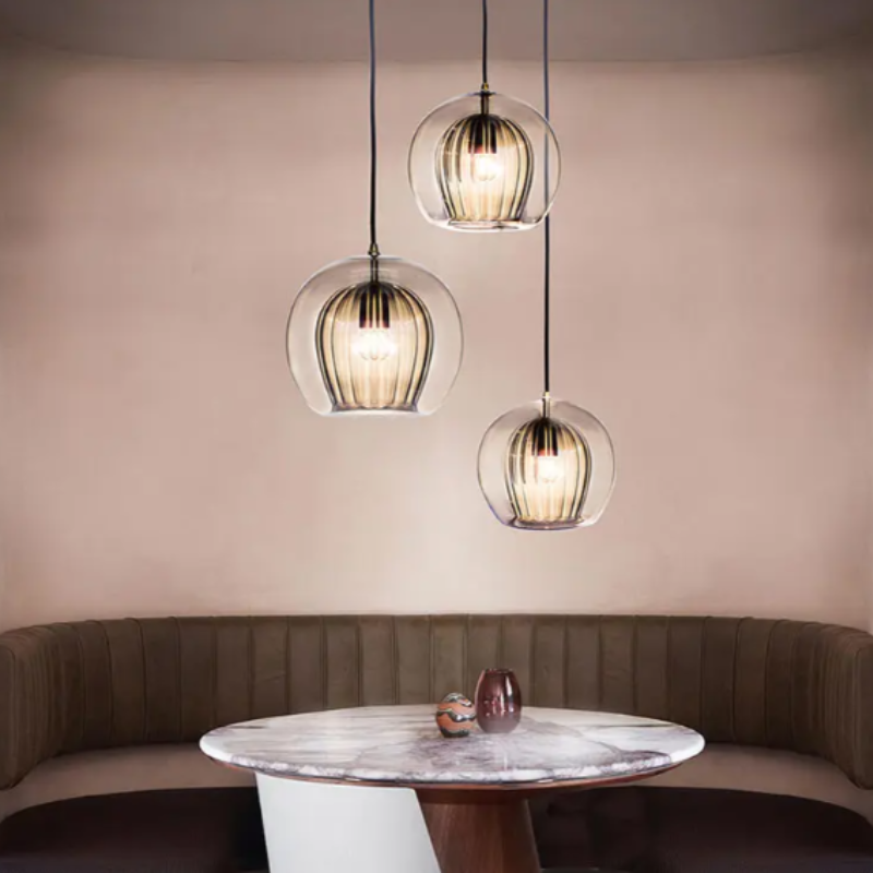 Modern Aluminium-Glass Pendant Lamp - LumaLite-Transparent-Neutral White-Nora Luxe