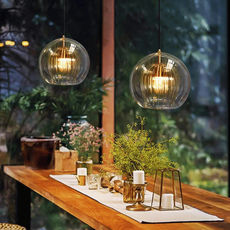 Modern Aluminium-Glass Pendant Lamp - LumaLite-Transparent-Neutral White-Nora Luxe