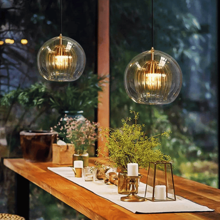 Modern Aluminium-Glass Pendant Lamp - LumaLite-Transparent-Neutral White-Nora Luxe