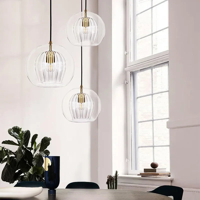 Modern Aluminium-Glass Pendant Lamp - LumaLite-Transparent-Neutral White-Nora Luxe