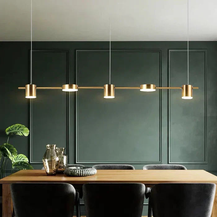 Modern Aluminium Pendant Lamp - AuraDrum-Gold-3-White-Nora Luxe