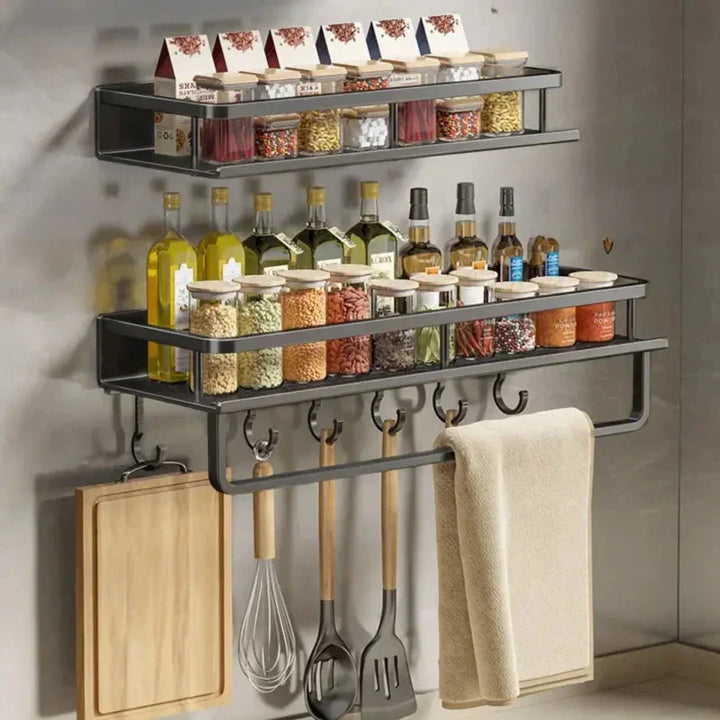 Modern Black Kitchen Rack - MetroRack-11.81 inches-Nora Luxe