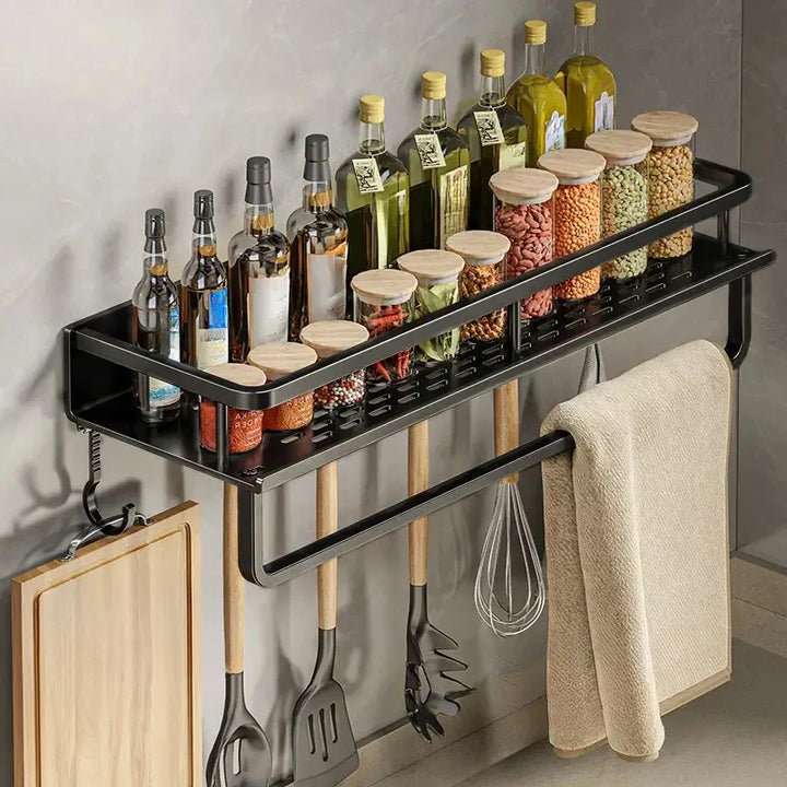 Modern Black Kitchen Rack - MetroRack-11.81 inches-Nora Luxe
