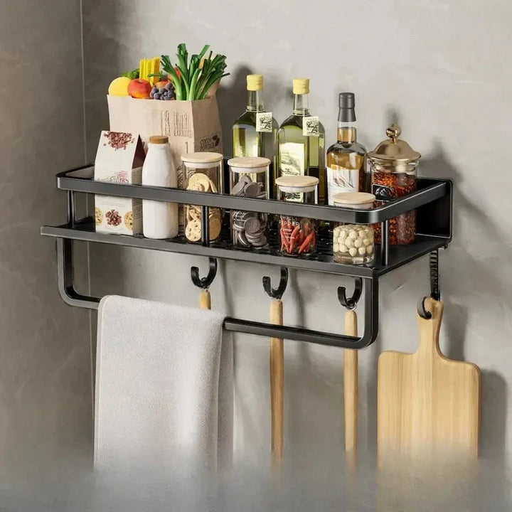 Modern Black Kitchen Rack - MetroRack-11.81 inches with Holder-Nora Luxe