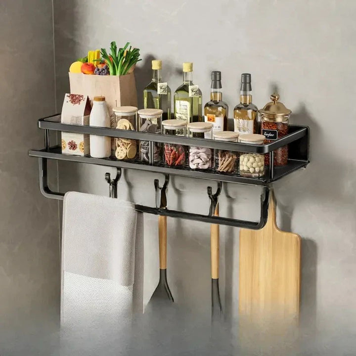 Modern Black Kitchen Rack - MetroRack-15.75 inches with Holder-Nora Luxe