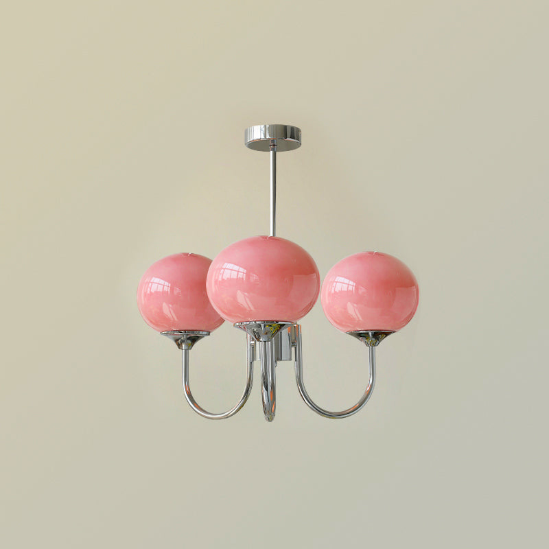 Modern Chandelier - LuxeGlow-Copper+Pink-3 Heads ∅ 18.1″ x H 13.4″ / Dia 46cm x H 34cm-Nora Luxe