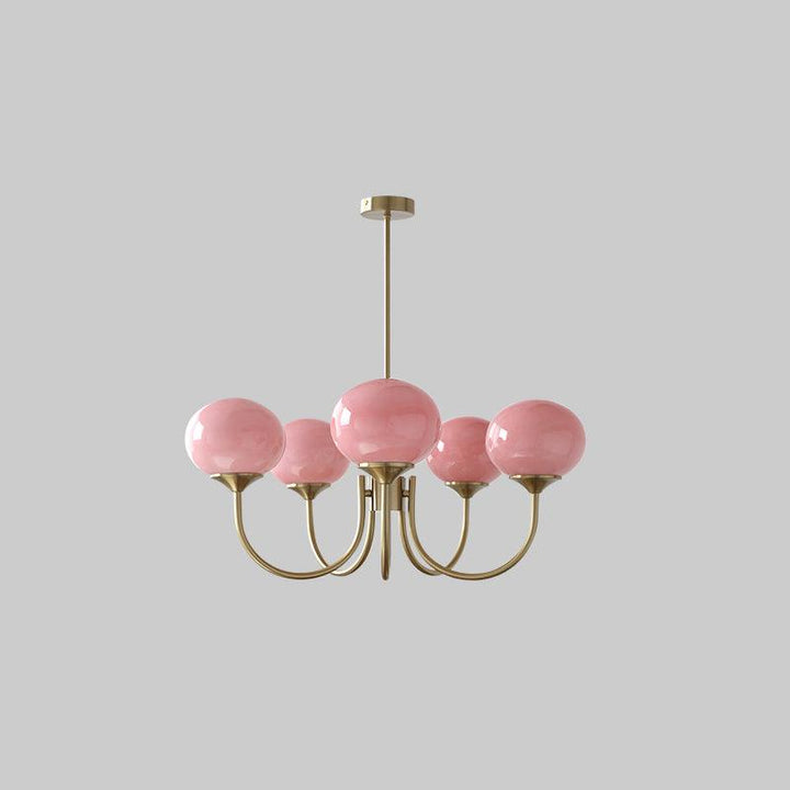 Modern Chandelier - LuxeGlow-Copper+Pink-5 Heads ∅ 26.4″ x H 13.4″ / Dia 67cm x H 34cm-Nora Luxe