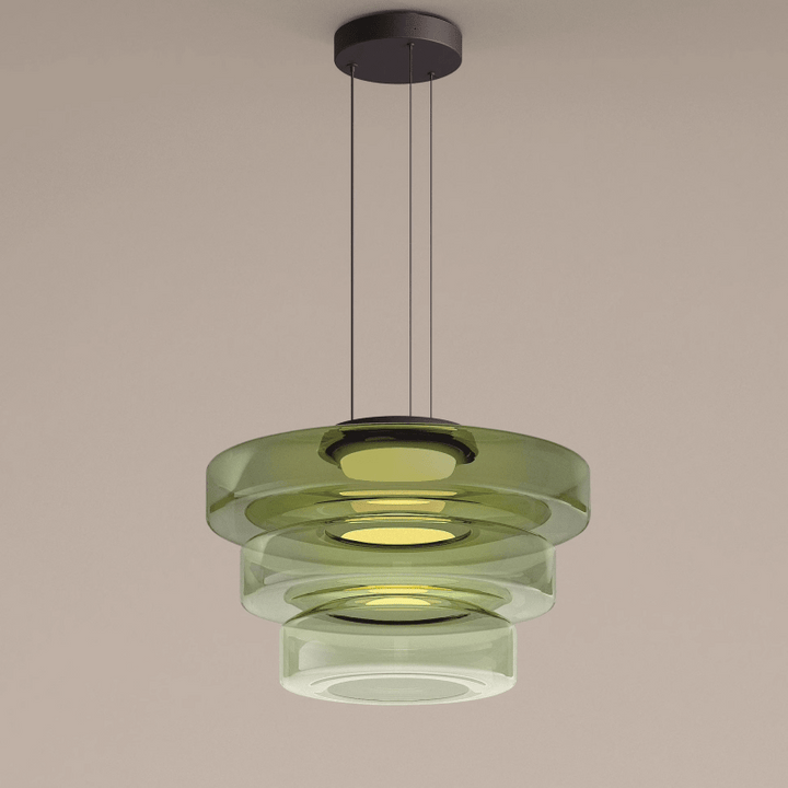 Modern Glass Pendant Light in Bauhaus Style - AuroraSphere-Green-3 Level-D 17.72 x H 12.99 inches-Nora Luxe