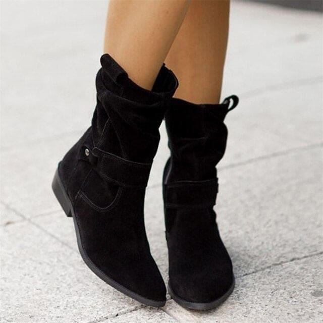 Modern Low Heel Suede Boots - Nova-Black-5.0-Nora Luxe