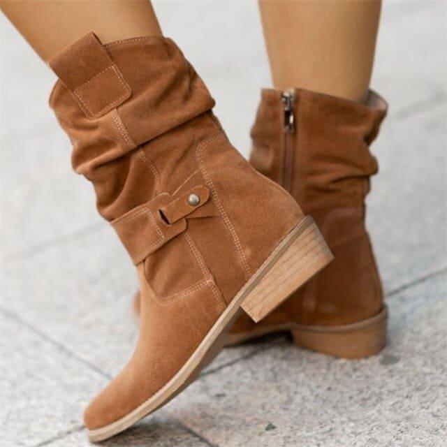 Modern Low Heel Suede Boots - Nova-Brown-5.0-Nora Luxe