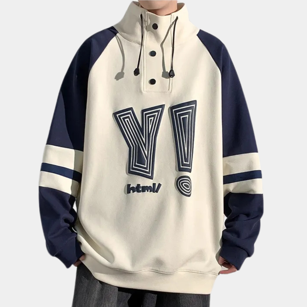 Modern Sweater with Stand-Up Collar for Men - Matteo-Beige-S-Nora Luxe