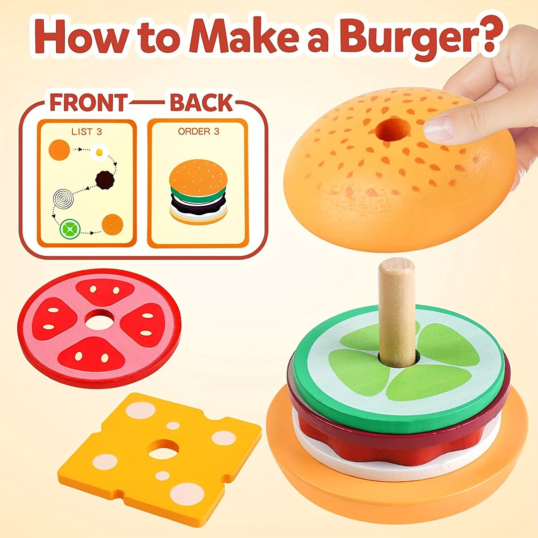 Montessori Stacking Toy - Burger Builders-Nora Luxe