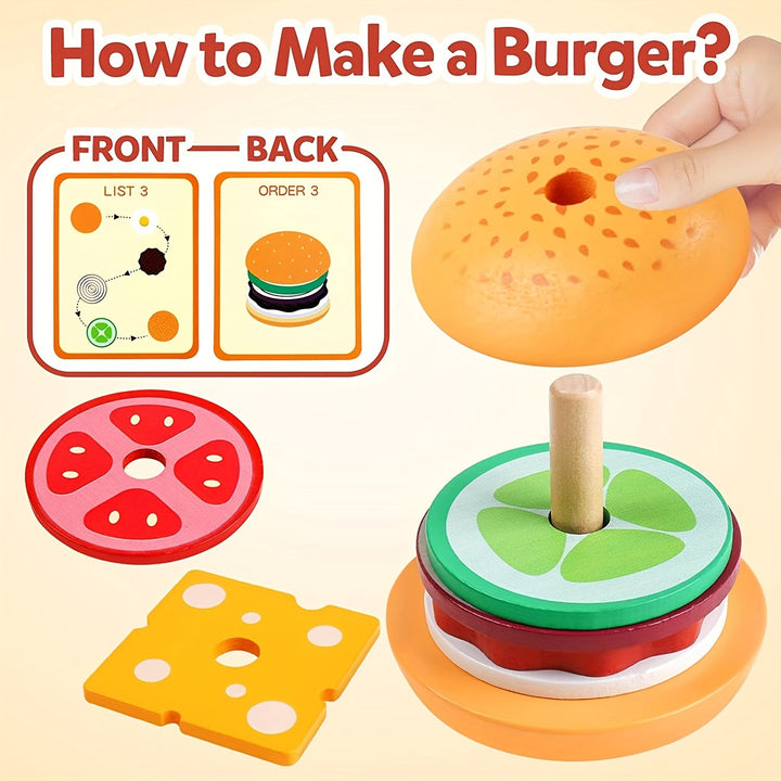 Montessori Stacking Toy - Burger Builders-Nora Luxe